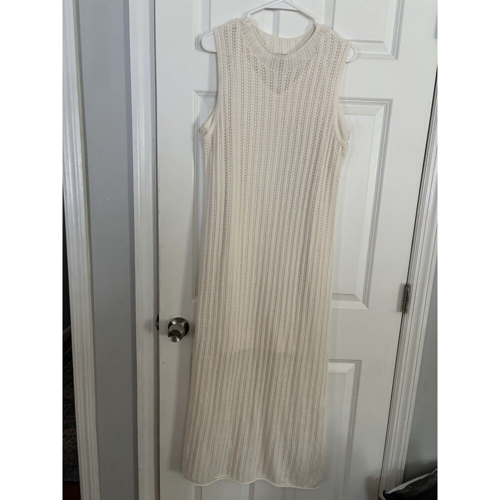 A New Day Sleeveless Cream Sweater Dress Long Slit Two Pc  XL NWOT Cottage Ecru